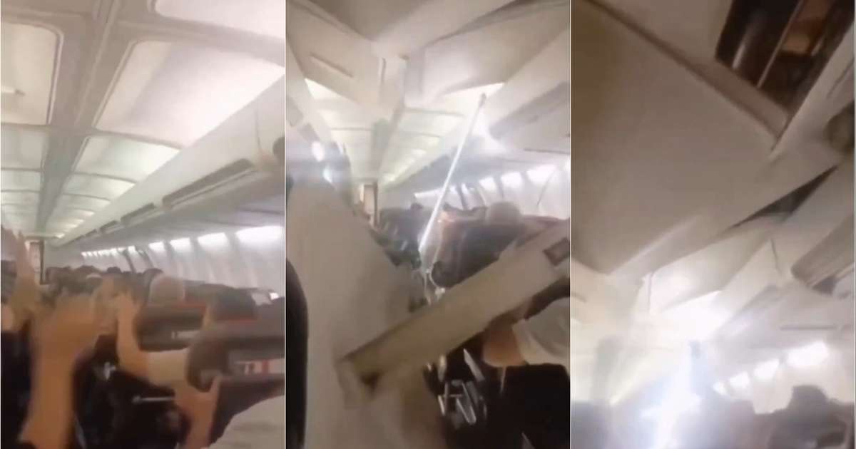 Teto de avião despenca durante voo e causa pânico no Irã; veja vídeo
