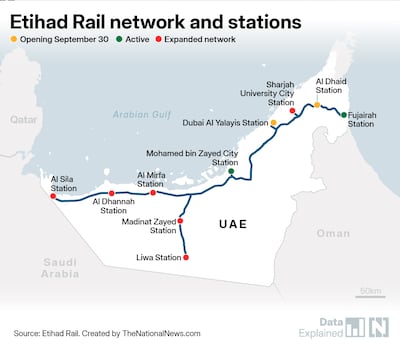 A estação do Etihad Rail em Dubai está quase pronta para a inauguração em 30 de setembro