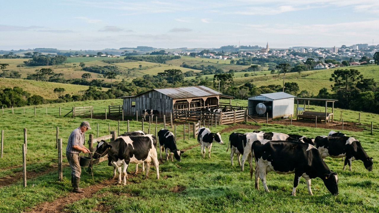 A cidade que lidera a produção de leite no Brasil fica no interior do Paraná, onde propriedades transformaram a pecuária leiteira em uma das principais atividades econômicas locais