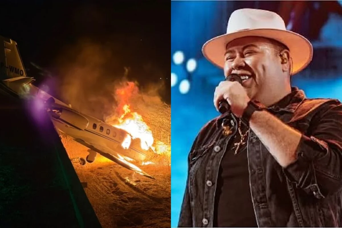 Veja momento em que avião do cantor Rey Vaqueiro saiu da pista e pegou fogo