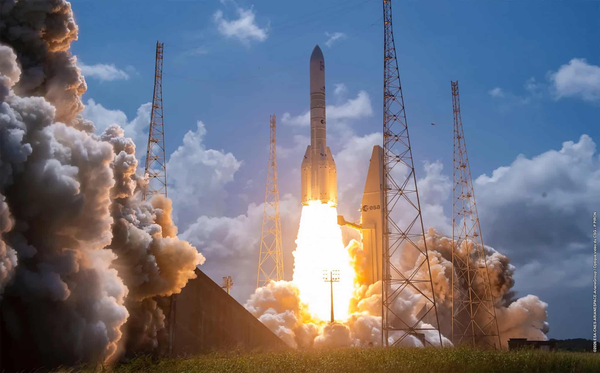 A proposta não busca definir quantos satélites um país pode lançar, mas esclarecer os impactos de suas atividades. Imagem: ESA/CNES/Arianespace/ArianeGroup/Optique video du CSG–P. Piron