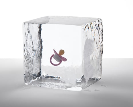 A dummy in a giant ice cube