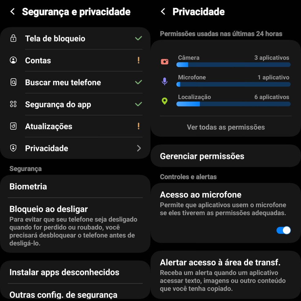 Como descobrir quais apps acessaram sua localização, câmera e microfone