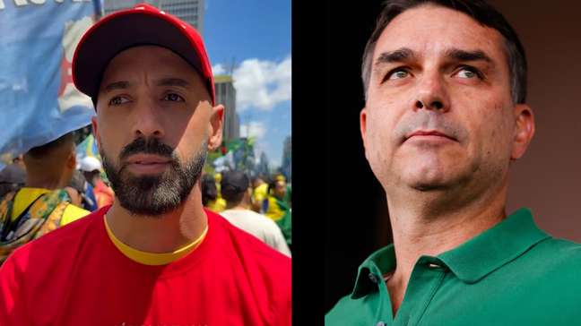 Flávio faz discurso rápido, diz que irá ‘poupar a voz’ para debate na Band em ato em SP