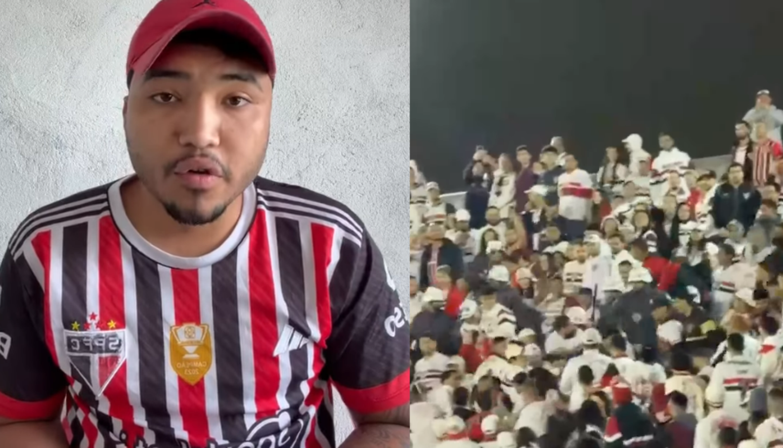 'Ia pular da arquibancada', diz torcedor que foi confundido e agredido pela torcida do S&atilde;o Paulo