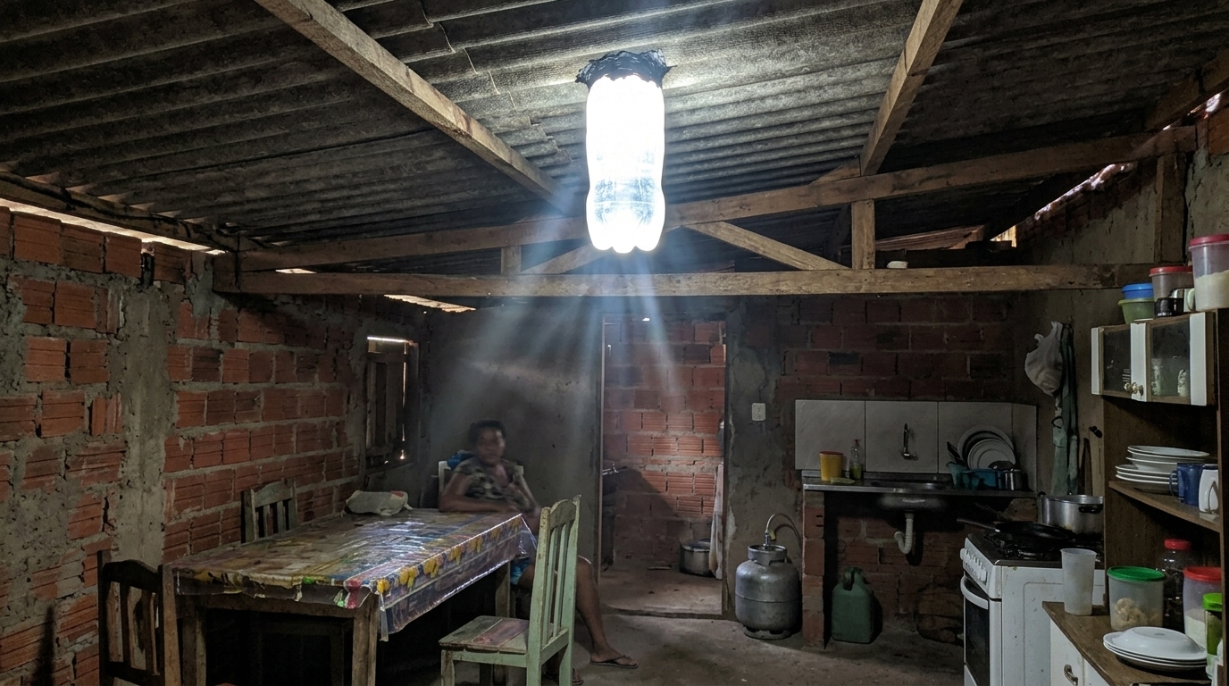 O mecânico mineiro que iluminou casas no mundo inteiro com uma garrafa PET, água e duas tampinhas de água sanitária: a “lâmpada de Moser” ilumina como uma lâmpada de 40 a 60 watts durante o dia e nunca foi patenteada