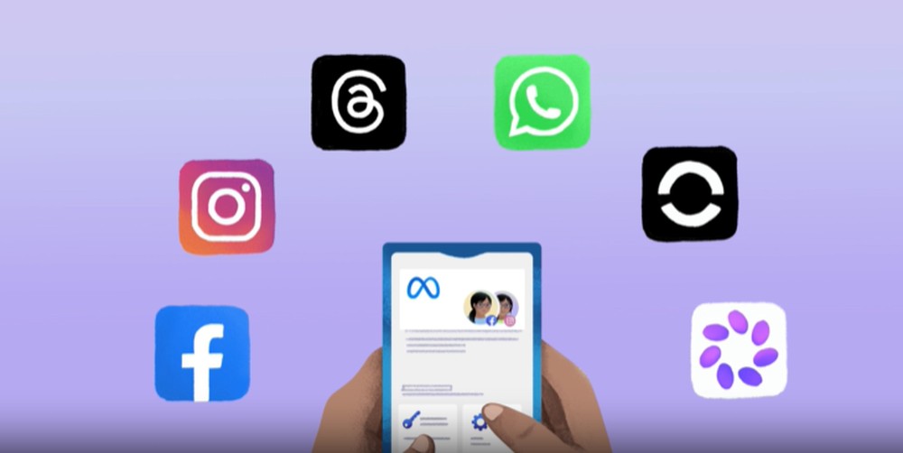 A Conta Meta reúne apps como Instagram, Facebook, Threads e WhatsApp em um único login, centralizando o acesso e o gerenciamento de contas e serviços da empresa — Foto: Reprodução/Meta