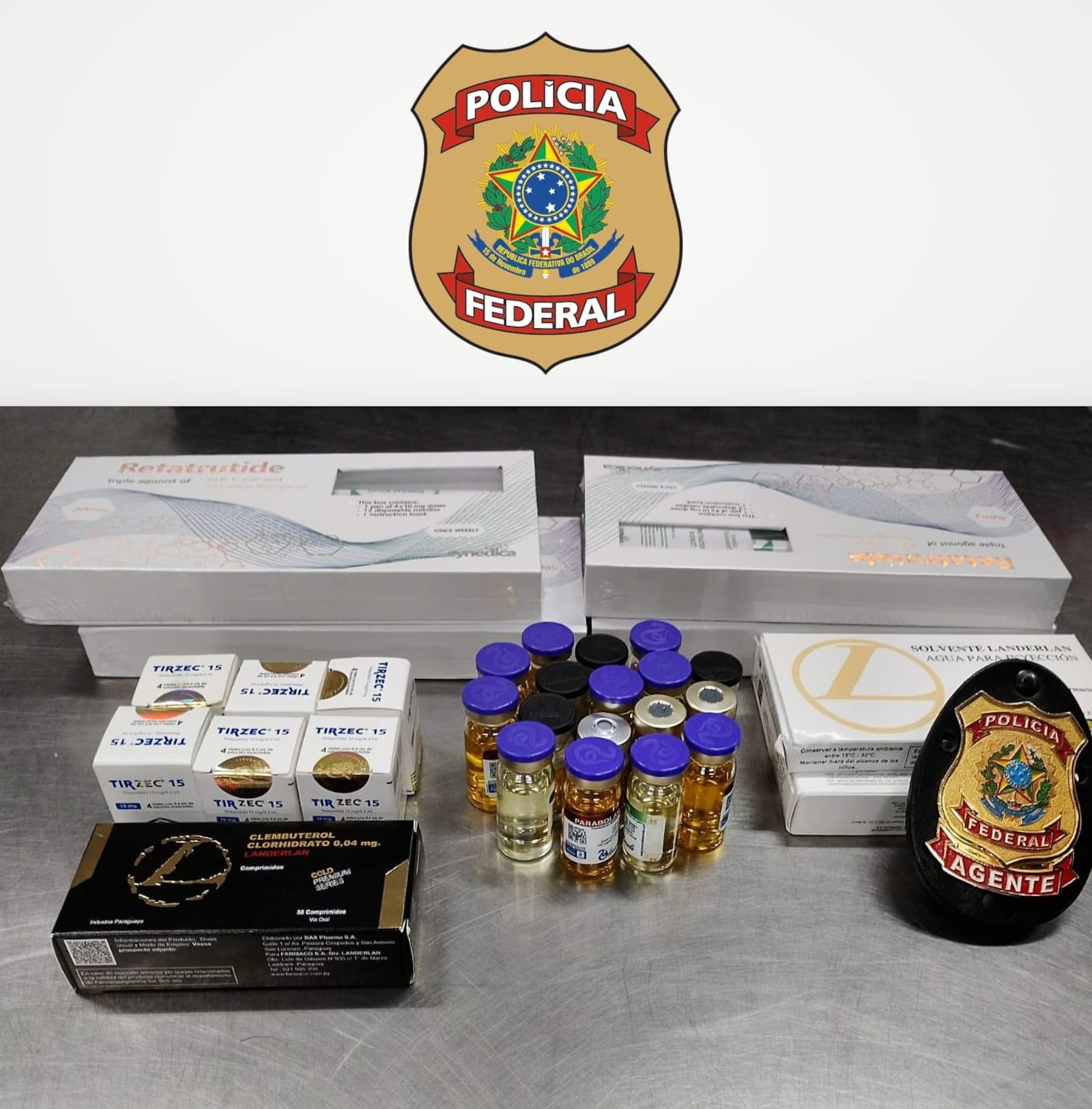 Agentes da Deain encontraram medicamentos na bagagem despachada do passageiro Reprodução/Polícia Federal