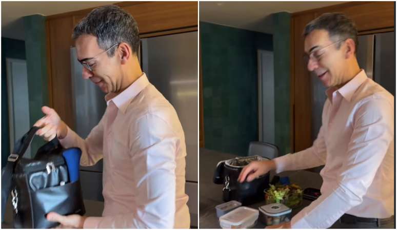 César Tralli mostra o que leva na marmita para plantão na Globo durante as eleições