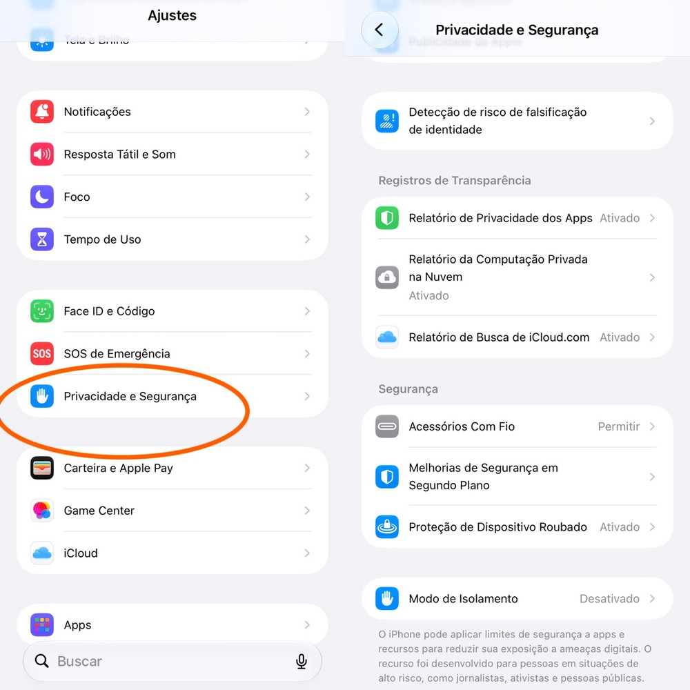 Relatório de Privacidade dos Apps pode ser encontrado nas configurações do iPhone — Foto: Reprodução/Apple