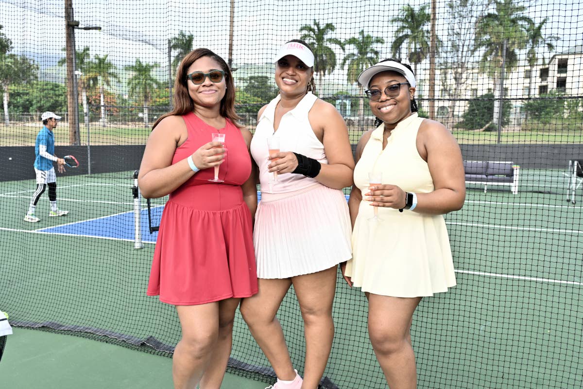 Serving style before the first rally, gal pals (from left) Jenaí Panther-Campbell, project associate at KPMG; Daneille O’Neil, data protection officer; and Chantelle Drummonds, risk manager at Jamaica Civil Aviation Authority, raise a toast to a cool Su