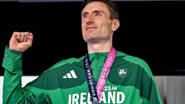 Mark English after winning gold in the 800m at the 2026 European Championships
